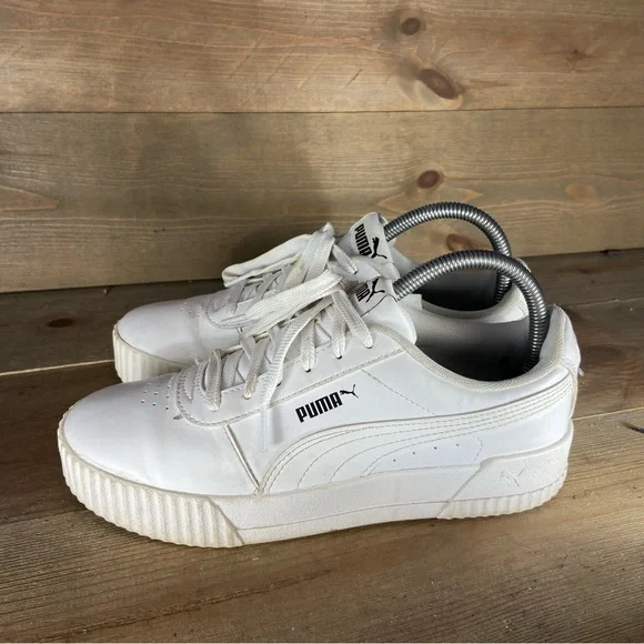 Puma carina Womens size 7.5 shoes white leather comfort casual sneakers - Picture 1 of 8